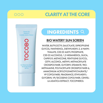 Bio Watery Sunscreen SPF 50 - Crema solar coreana de amplio espectro con ácido hialurónico, 40ml