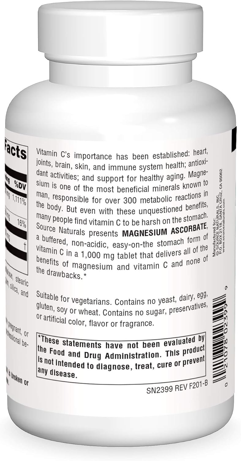 Magnesium Ascorbate 1,000mg Source Naturals , 120 tabletas