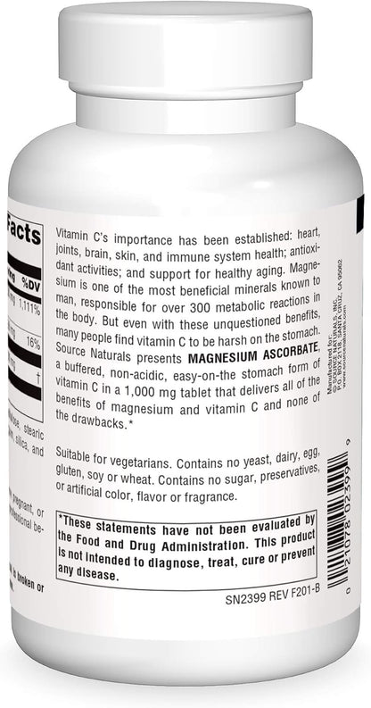 Magnesium Ascorbate 1,000mg Source Naturals , 120 tabletas