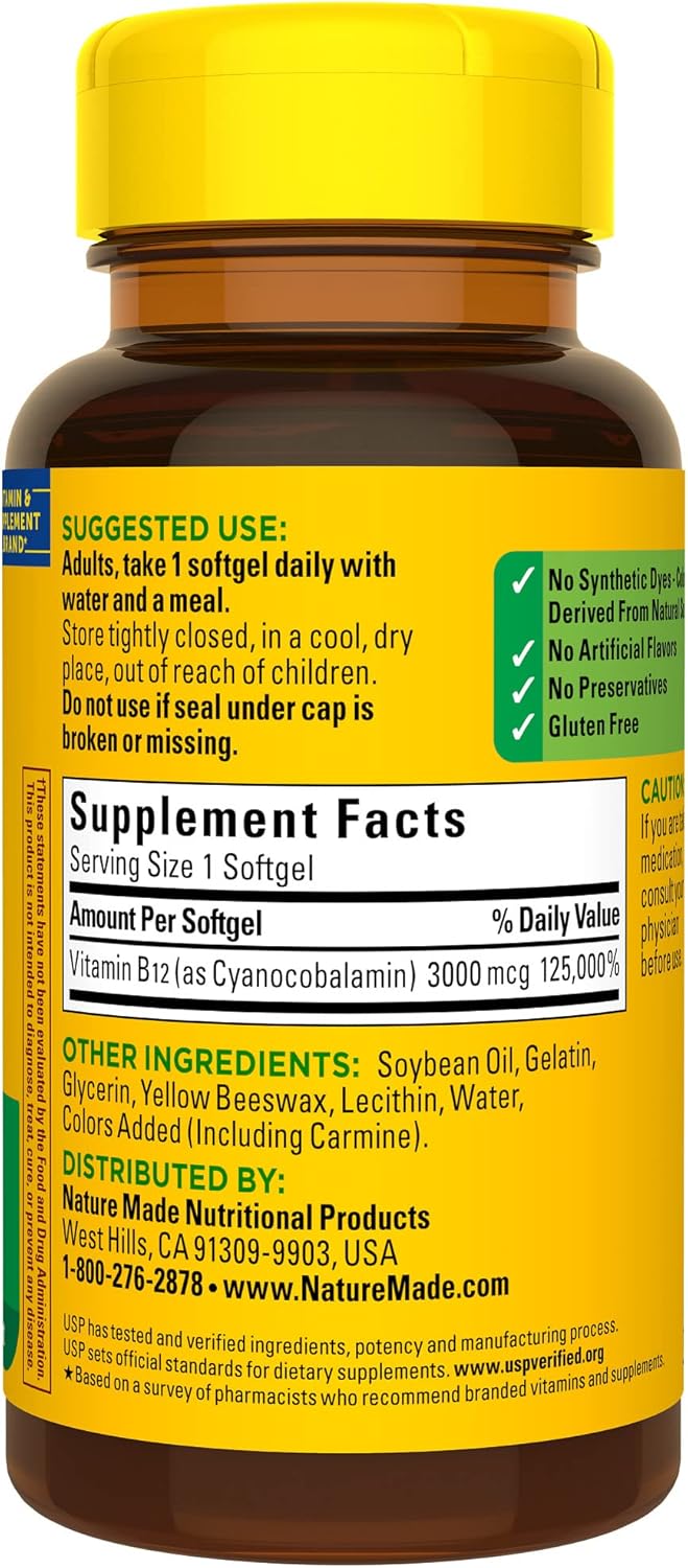 Nature Made Vitamina B-12 , 3000 mcg, 60 softgels