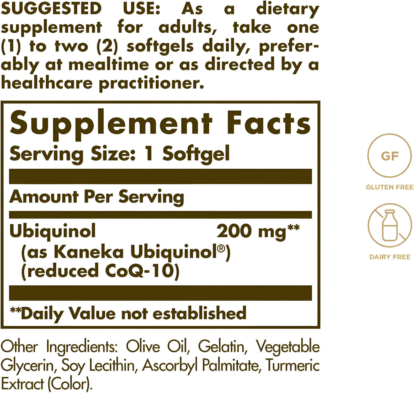 Ubiquinol Solgar  (Coenzima Q10 en forma reducida) 200 mg.  30 cápsulas