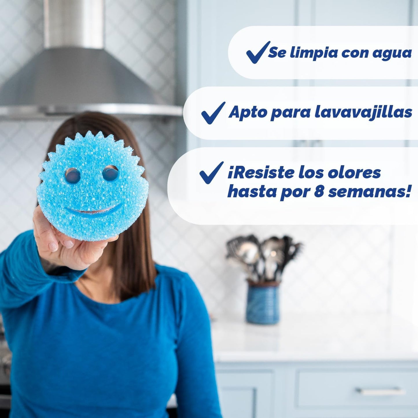 Scrub Daddy Esponjas de color – Esponjas multiusos sin arañazos para limpieza de cocina, baño y hogar – Hechas con espuma de polímero sin BPA - 8 unidades