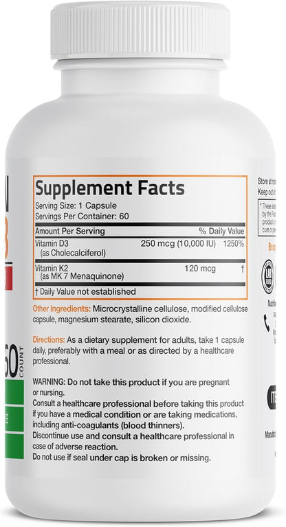 Bronson Vitamina K2 +  D3  Extra Fuerte 120 Capsulas