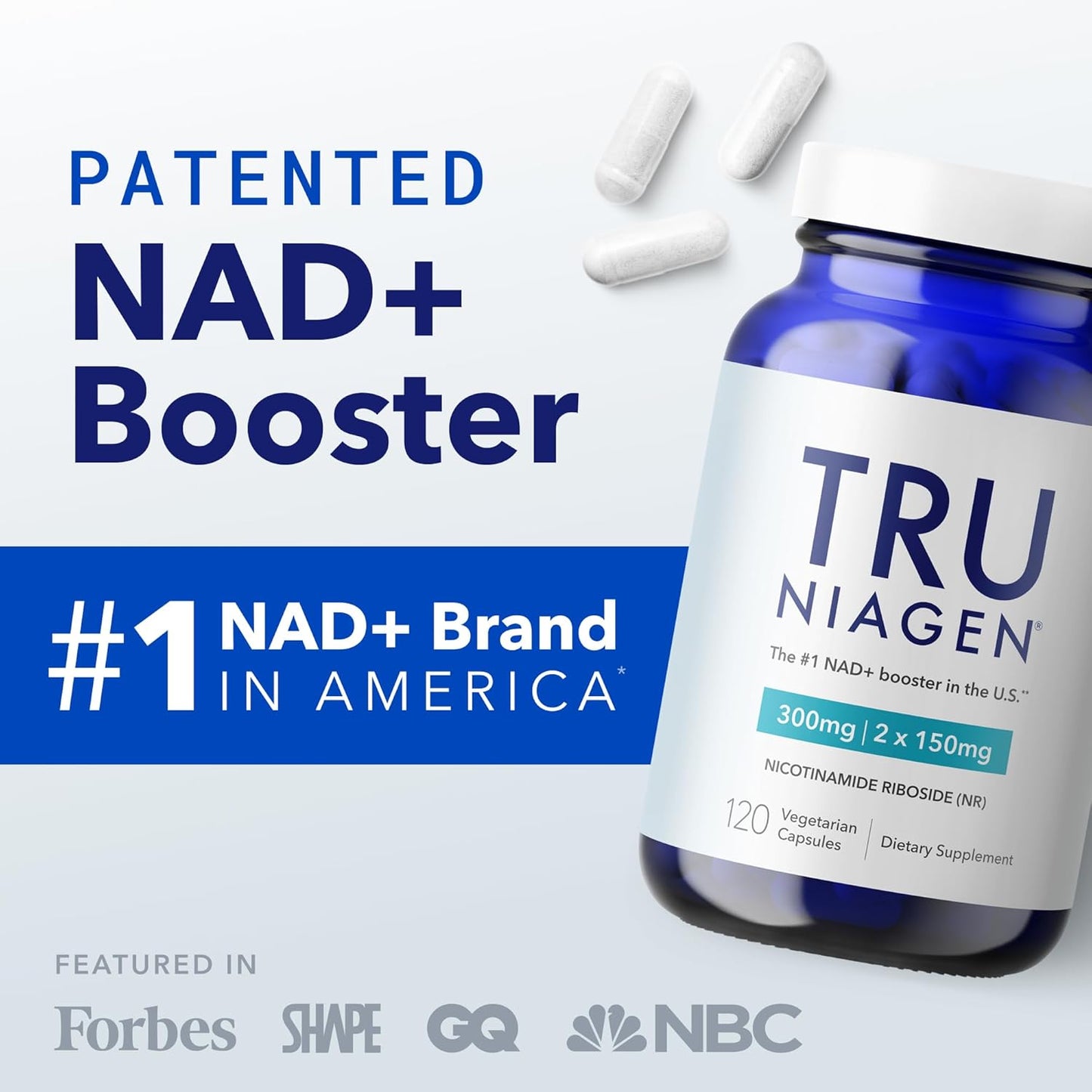 TRU NIAGEN Suplemento NAD patentado para la función cerebral, antienvejecimiento y regeneración celular, niagen, 120 Capsulas
