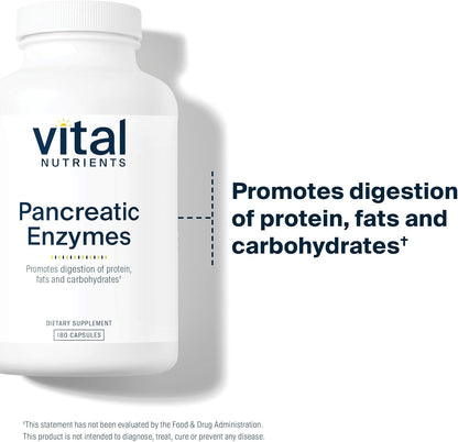 Vital Nutrients Enzimas pancreáticas de 1000 mg (fuerza completa) - 180 cápsulas