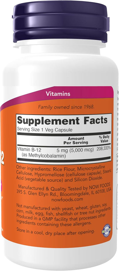 Now - Methyl B-12 5,000mcg - 90 capsulas veg