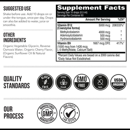 Triquetra,  BioActive  B12 5000 mcg, Sublingual, Sabor a Bayas, 30 ml.
