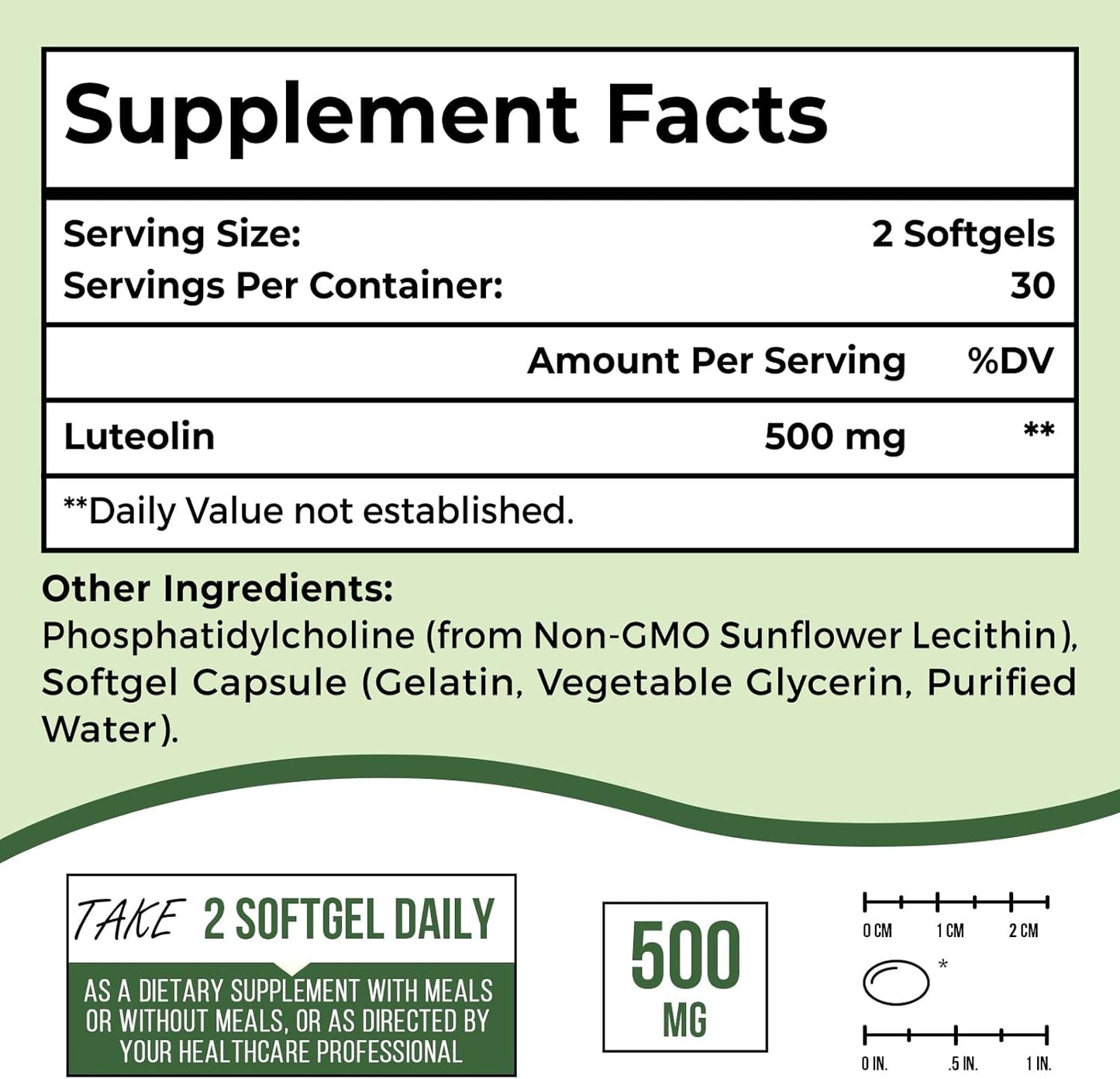 Ulmubra Luteolina liposomal de 500 mg de absorción máxima, flavonoide potente, 60 cápsulas blandas