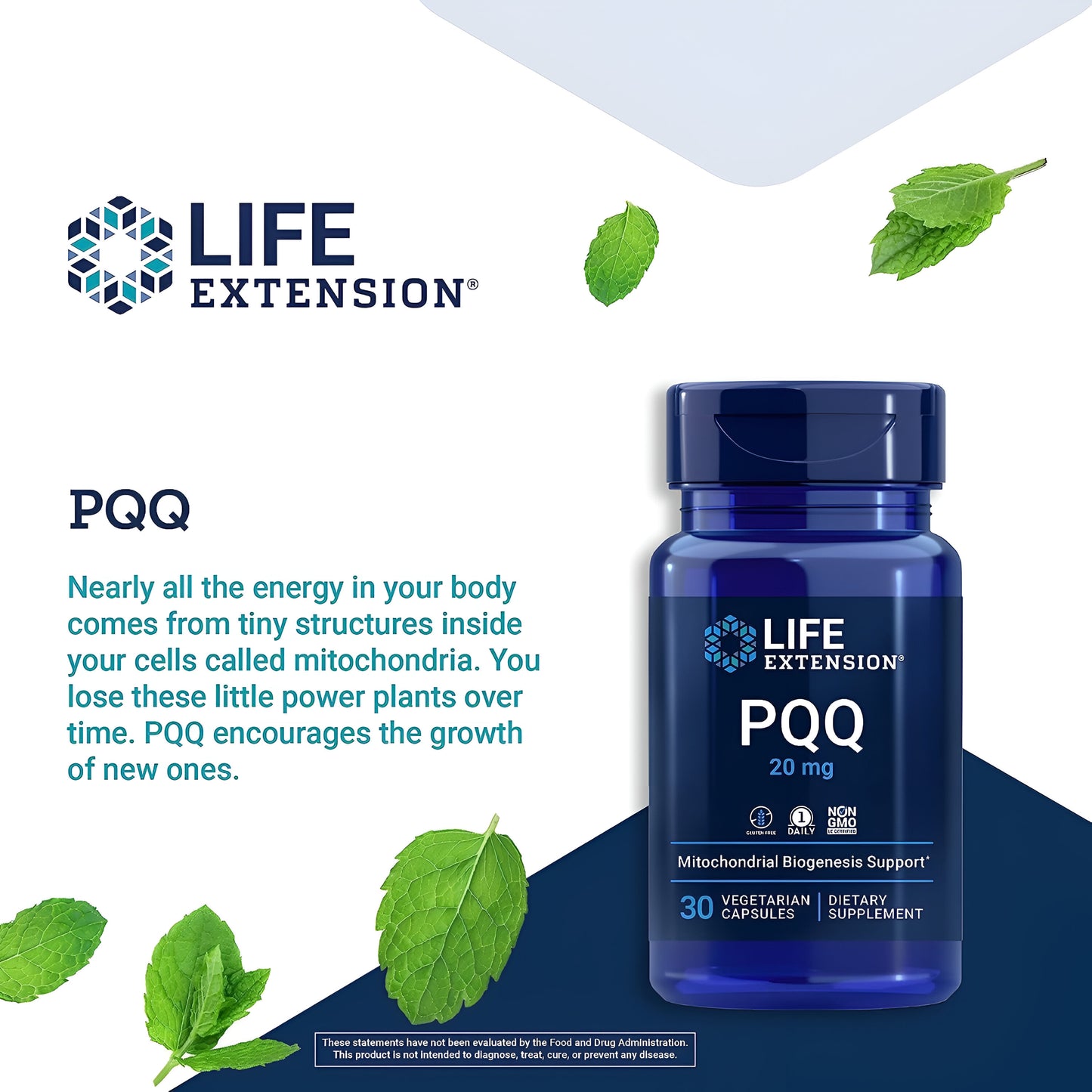 Life Extension PQQ (Pirroloquinolina Quinona) 20 mg. NO OMG, 30 Cápsulas