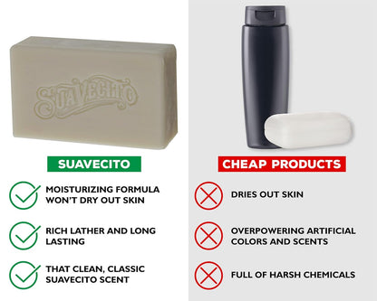 Suavecito Barra de jabón para el cuerpo y las manos hidratantes con fragancia original masculina, 170g