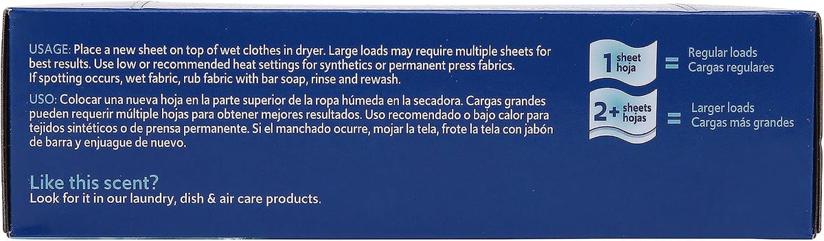 Clorox Fraganzia - Hojas de secadora suavizantes de tela, aroma fresco del océano, 80 unidades