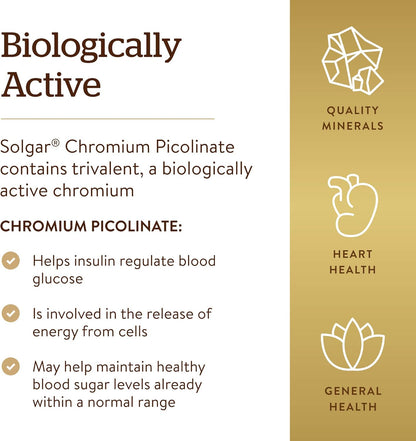 Solgar Picolinato de cromo de 200 mcg, 180 cápsulas vegetales