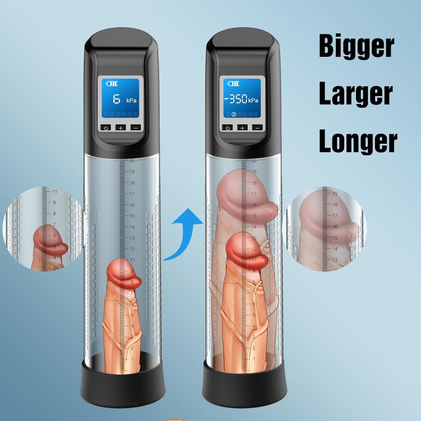Bomba de vacío eléctrica para pene masculino - Bomba de extensión y agrandamiento de pene con 6 modos de succión