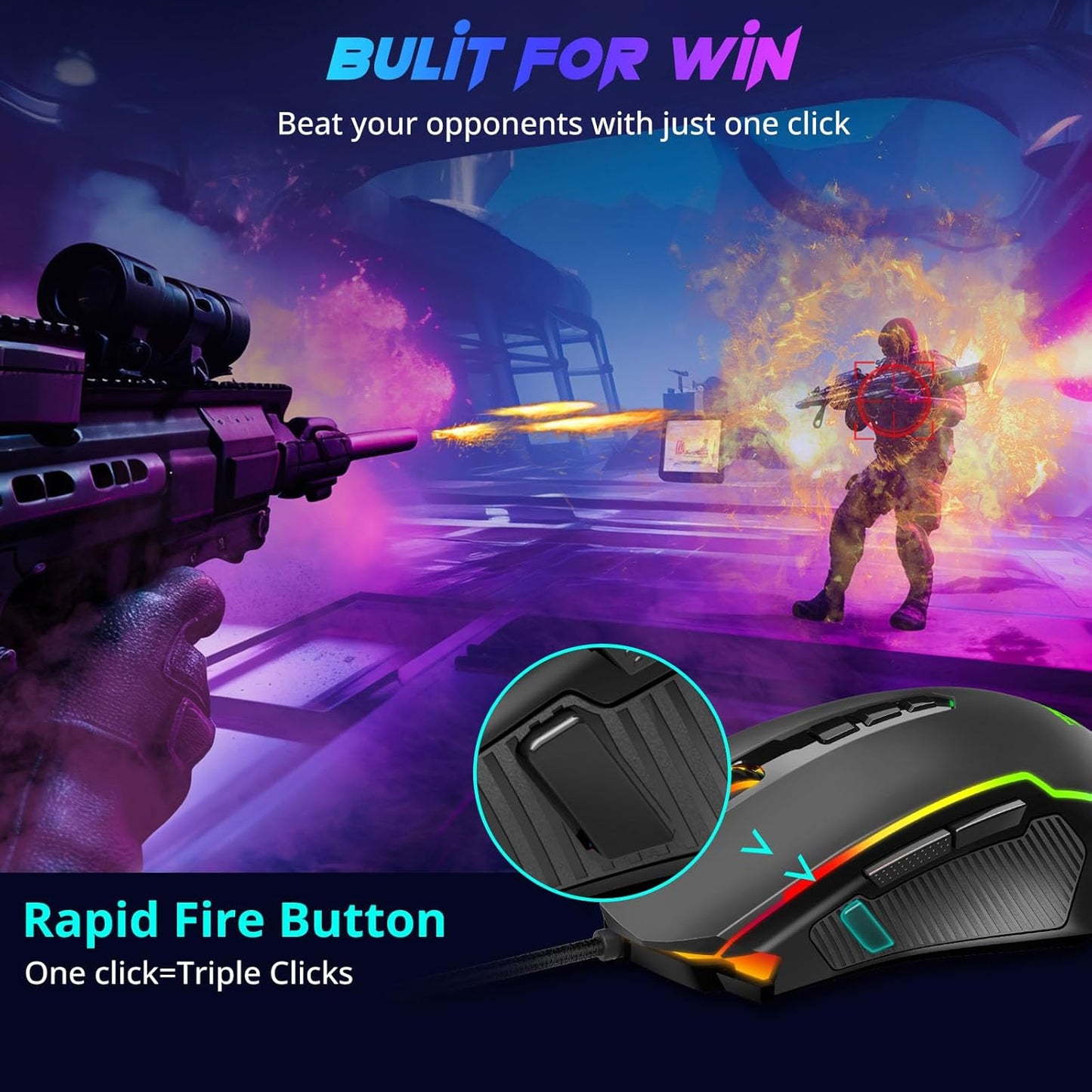 Redragon Gaming Mouse, Wired Gaming Mouse with RGB Backlit, 8000 DPI Adjustable