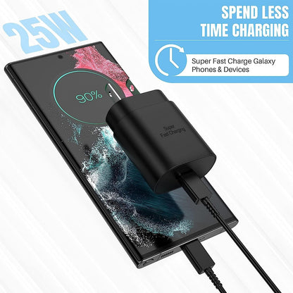 Cargador súper rápido de 25 vatios PD 3.0 USB C, para  Samsung Galaxy S23/S22/S21/Z Fold 3/4/5/S20/iPhone 15  tipo C + cable de carga rápida de 1.50 metros de Largo Galaxy S23/S22/S21/Z Fold 3/4/5/S20/iPhone 15