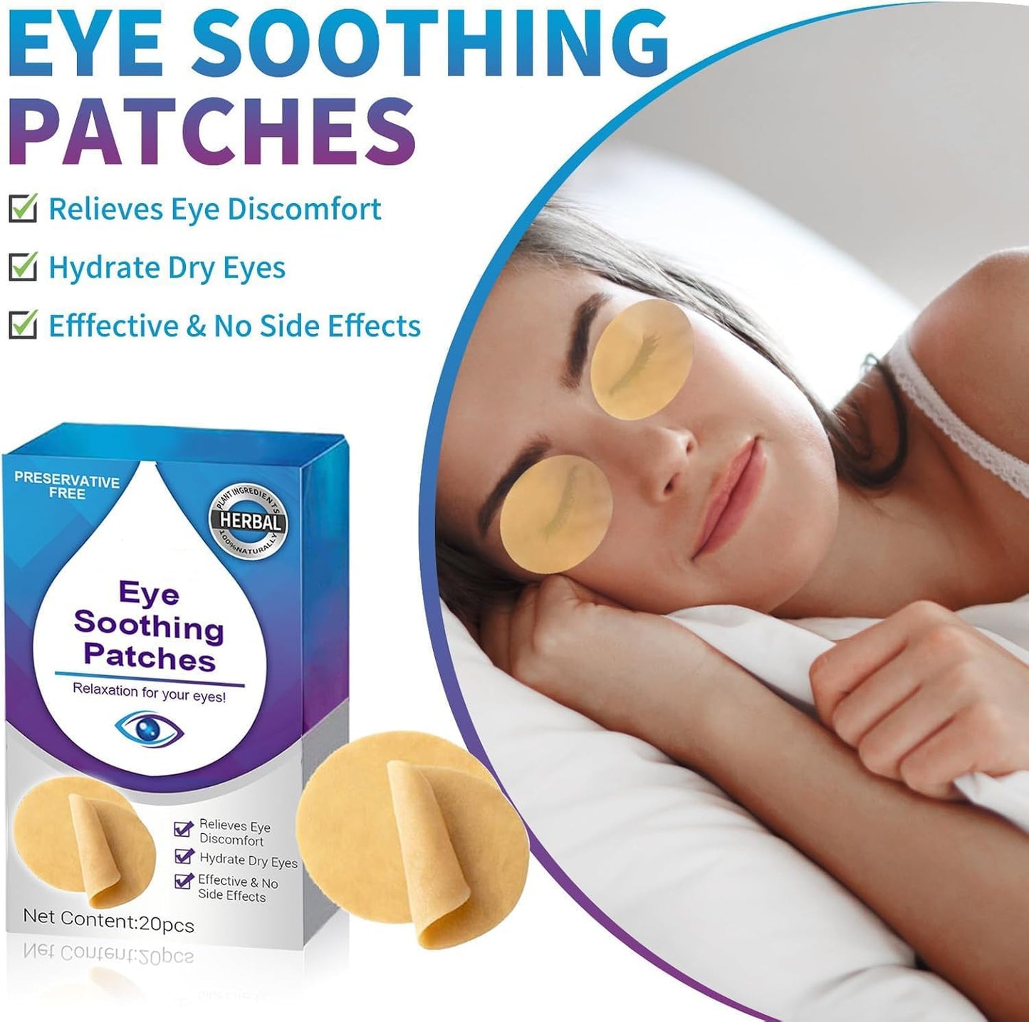Parche para el cuidado de los ojos, 20 almohadillas