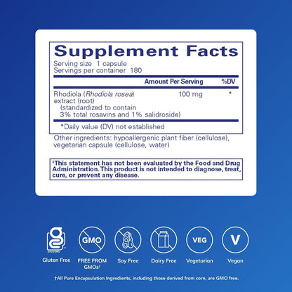 Pure Encapsulations Rhodiola Rosea, 180 cápsulas