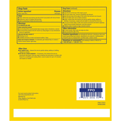 PreparationH - Medicated Hemorrhoidal wipes(maximum strength formula), 180toallitas medicinales(3 bolsas de 60 unidades)