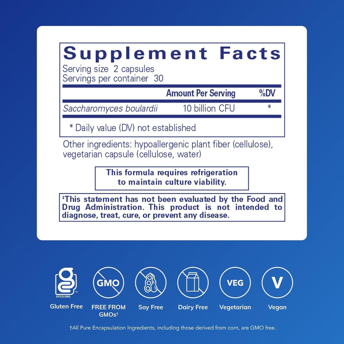 Pure Encapsulations, Saccharomyces Boulardii, para equilibrar la flora intestinal, 60 cápsulas