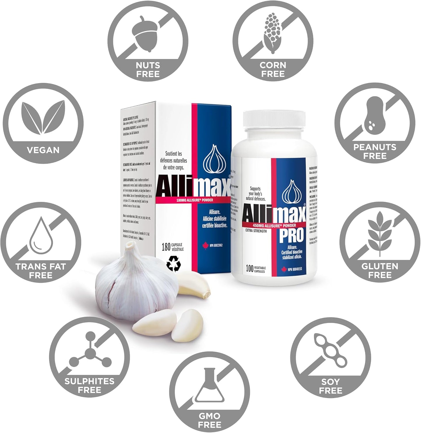 Allimax Pro Practitioner Strength 450 mg de alicina de ajo, 100 cápsulas vegetarianas