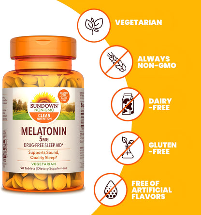Melatonina 10mg 90  Tabletas - Sundown Naturals