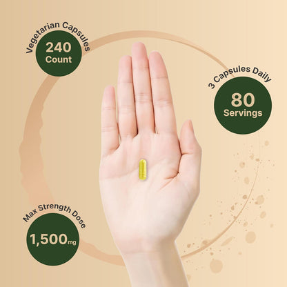 NatureBell-  Berberine 1,500mg con Ceylon Cinnamon y Turmeric Root, 240 capsulas vegetarianas