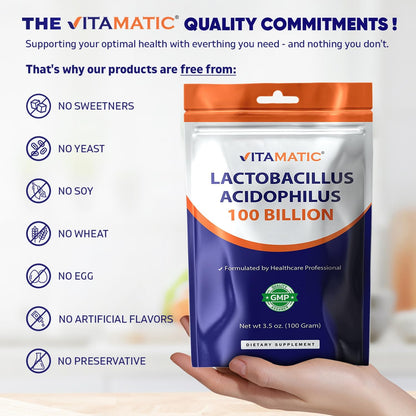 Vitamatic Lactobacillus Acidophilus - Polvo probiótico - 100gr
