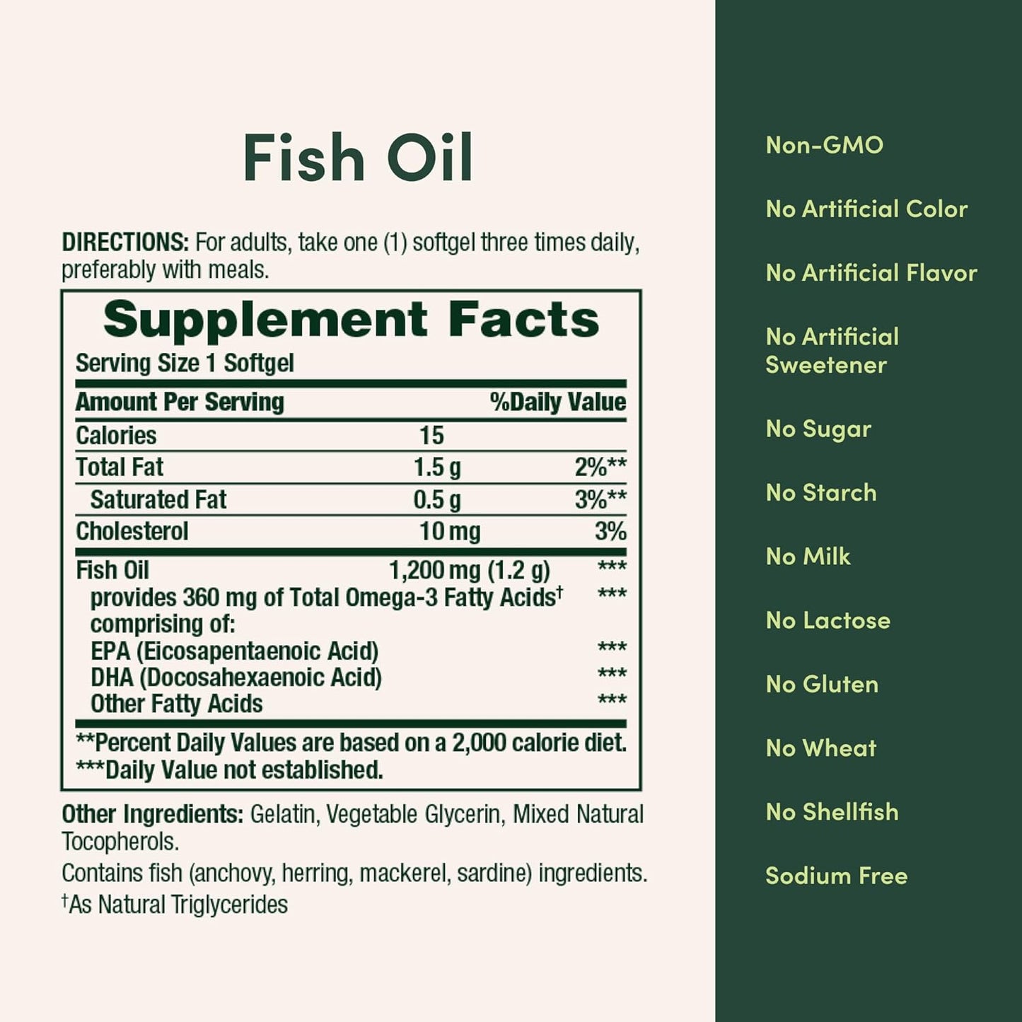 Fish Oil Nature's Bounty  1200Mg, 360mg Omega  200 Capsulas Blandas