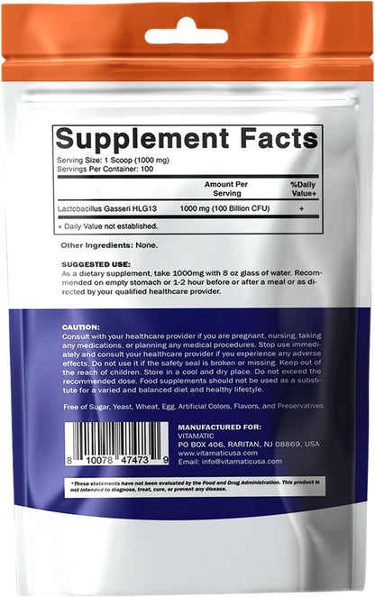 Vitamatic Lactobacillus Gasseri - Polvo probiótico - 100gr