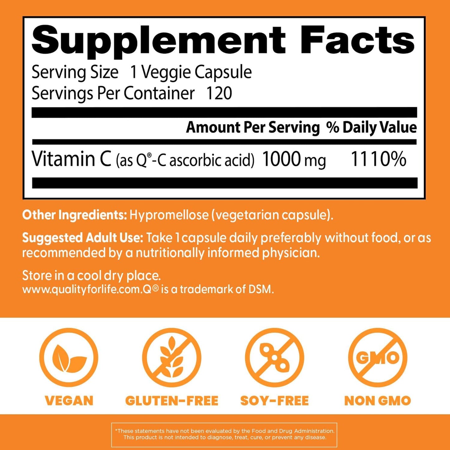 Vitamina C con Qualic 1000mg , 120 capsulas - Doctor Best