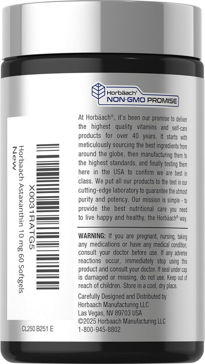 Horbäach - Astaxanthin  10mg,  60 capsulas
