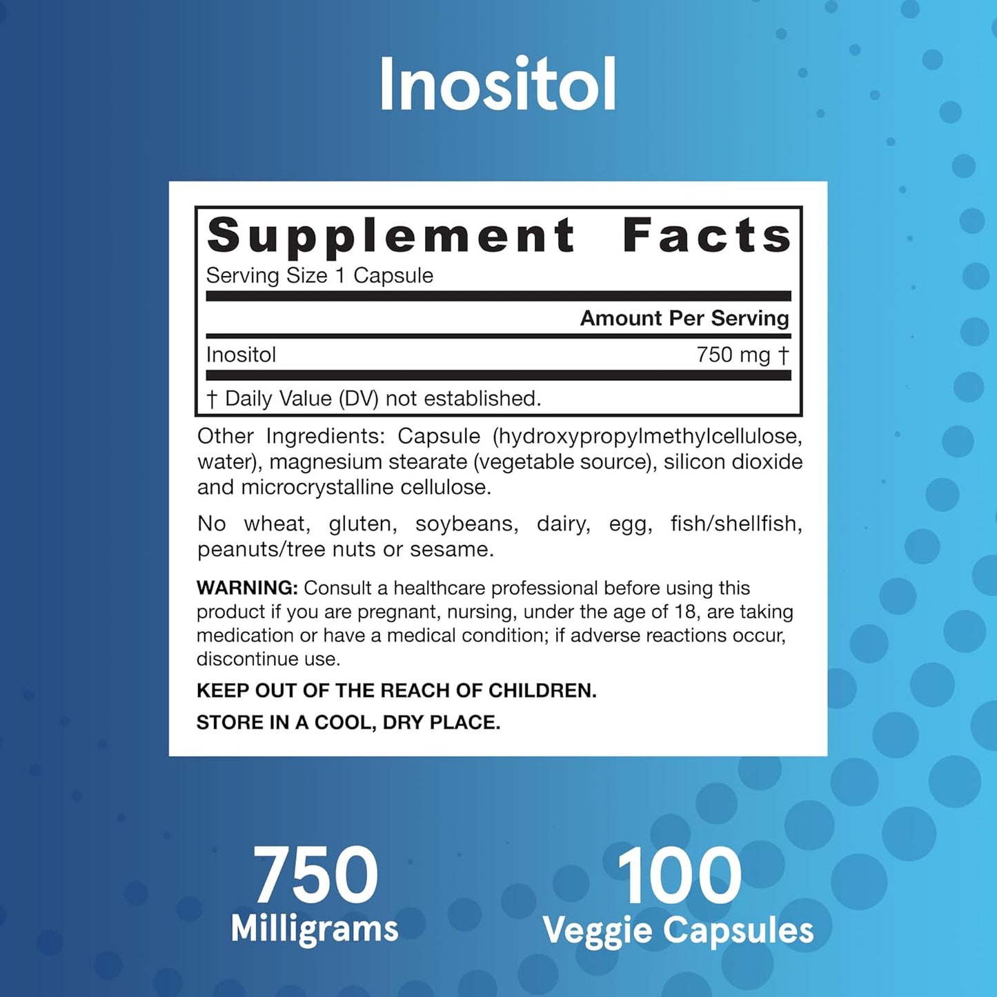 Jarrow Formulas Vegan - Inositol celular health, 750mg - 100 capsulas