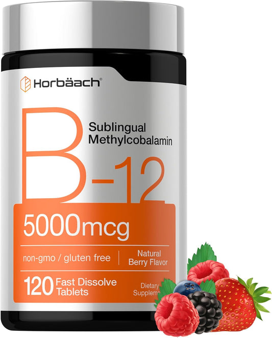 B-12 5000mcg , 120 tabletas disolventes - Horbaach