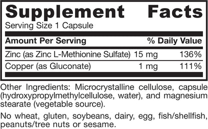 Balance de zinc Jarrow Formulas, 100 cápsulas