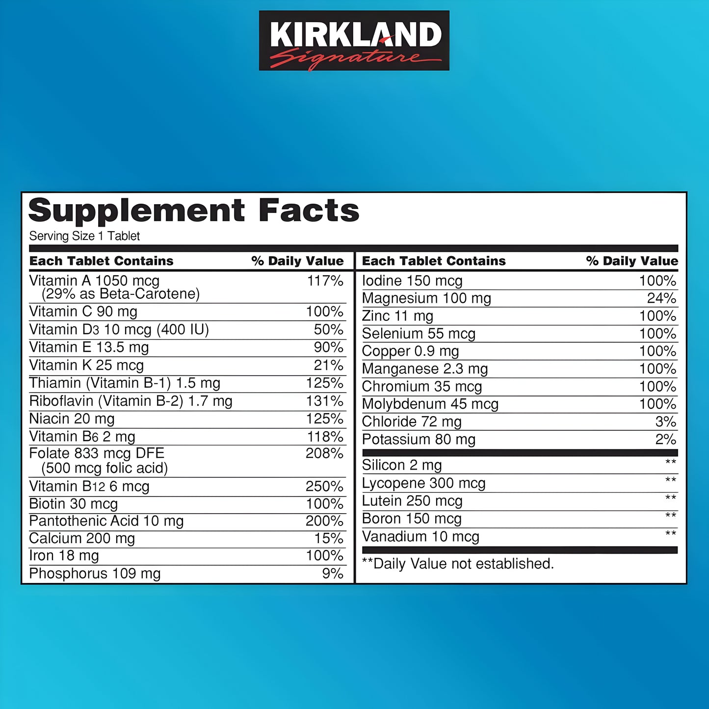 Multivitaminico Kirkland Signature Daily Multi, 500 Tabletas