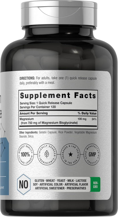 Horbäach - Magnesium Bisglycinate |750mg |  120 capsulas