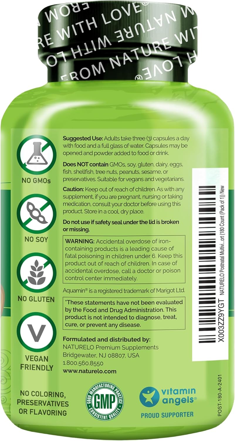 Naturelo, Post-natal multivitaminico, 180 capsulas vegetarianas