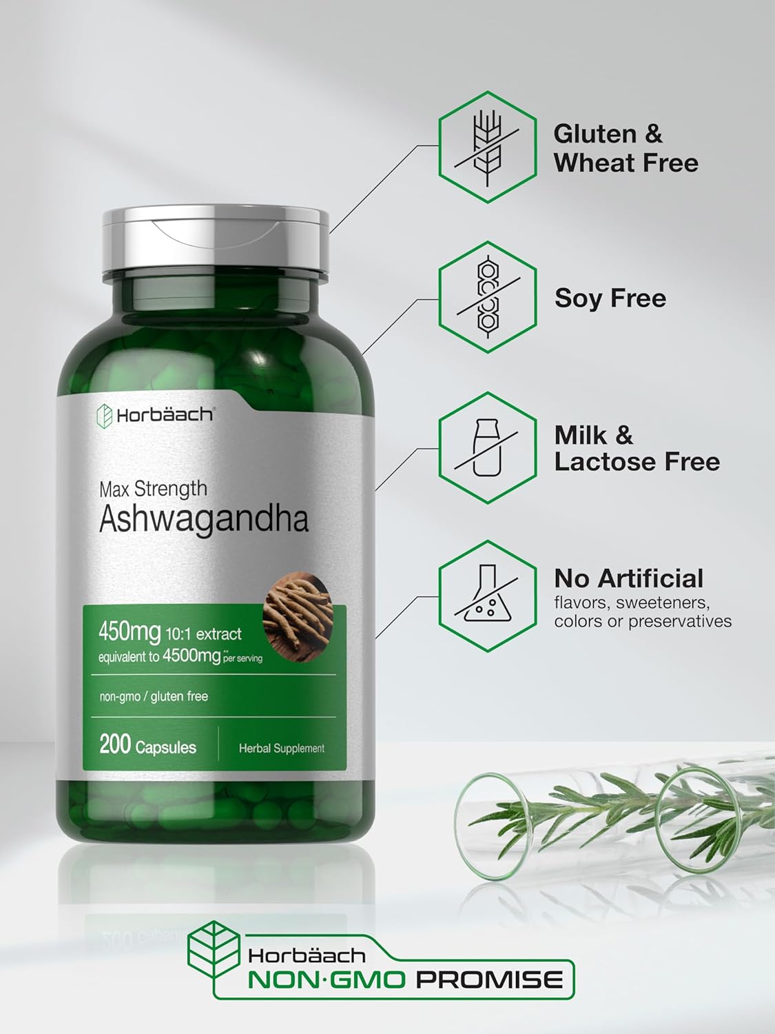 Ashwagandha Horbaach 450mg 200 capsulas