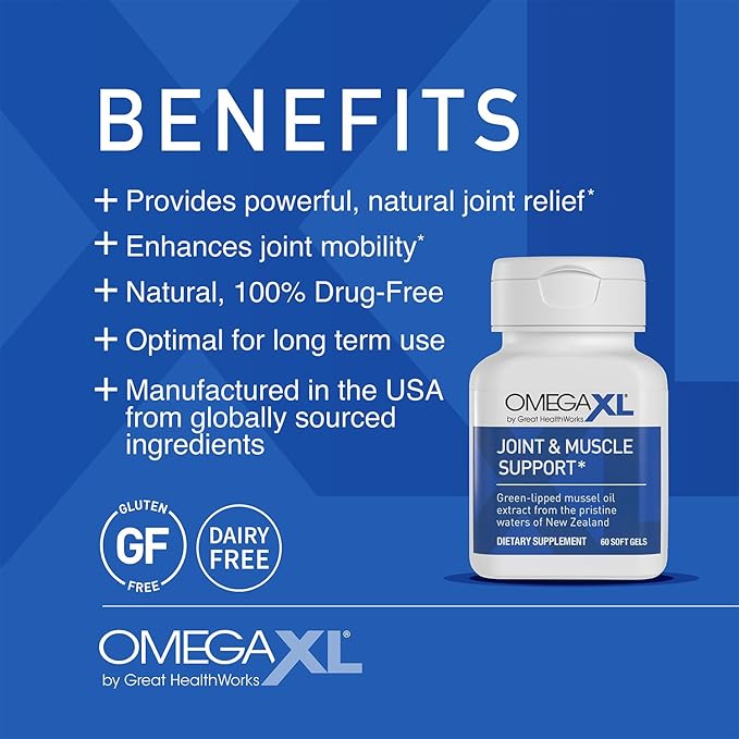 Suplemento Omega-3 Natural OmegaXL, 60 unidades, alivio natural del dolor de las articulaciones