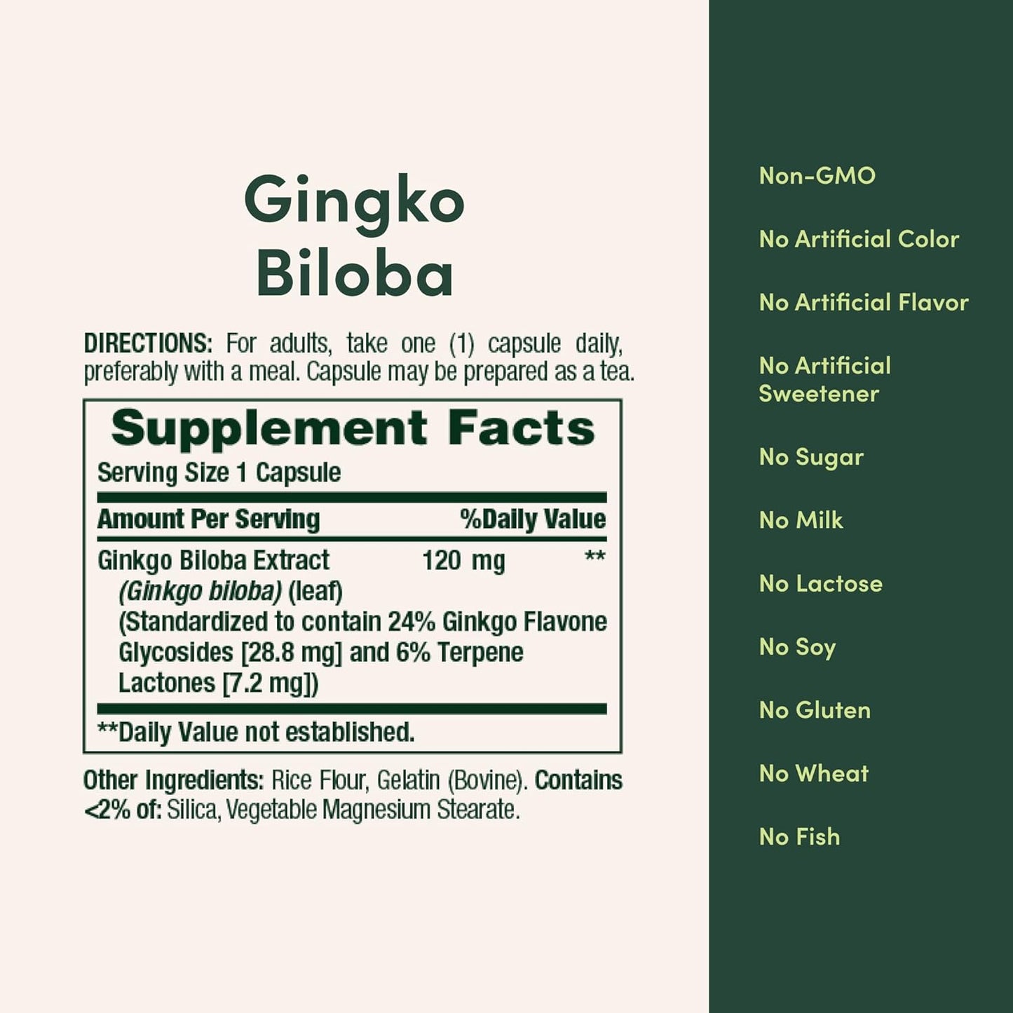 Nature's Bounty - Ginkgo Biloba 120mg 100 capsulas