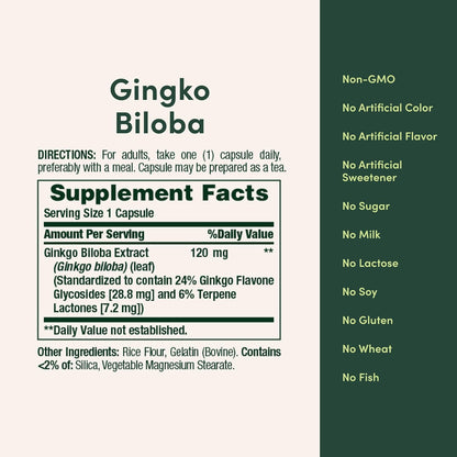 Nature's Bounty - Ginkgo Biloba 120mg 100 capsulas