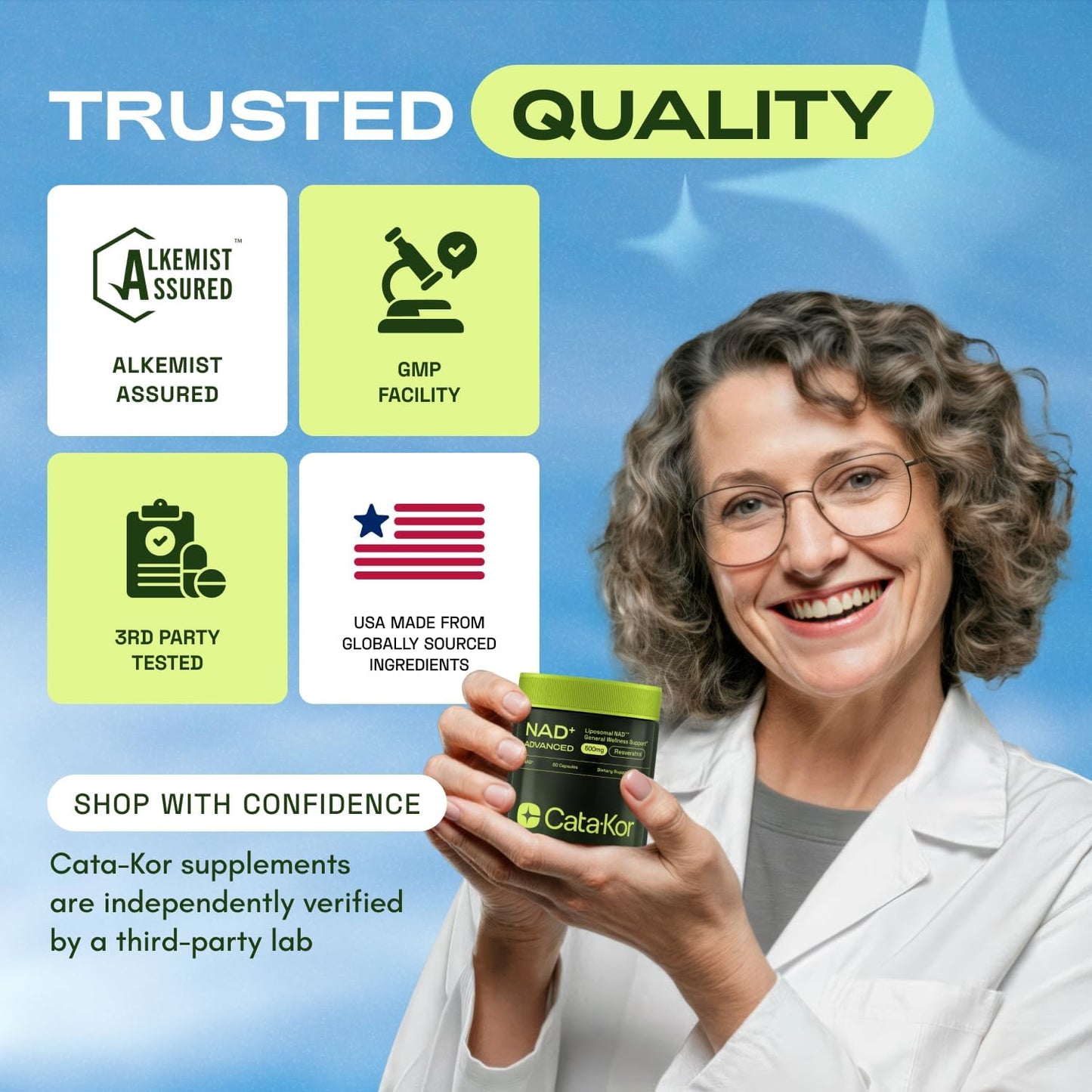 Cata-Kor Suplemento liposomal NAD+ con resveratrol - Alternativa al suplemento NMN - 60 cápsulas