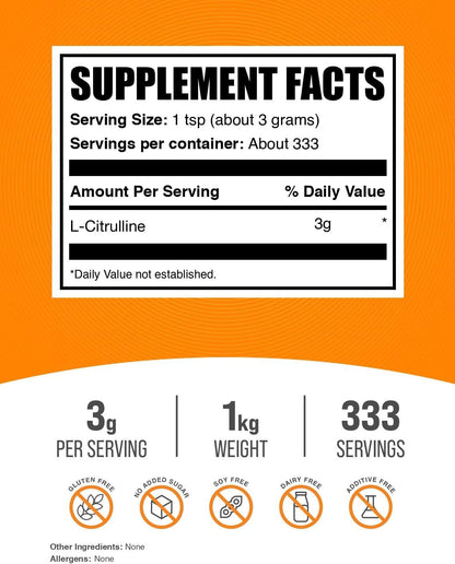 BulkSupplements L citrulina pura en polvo, 1 kg