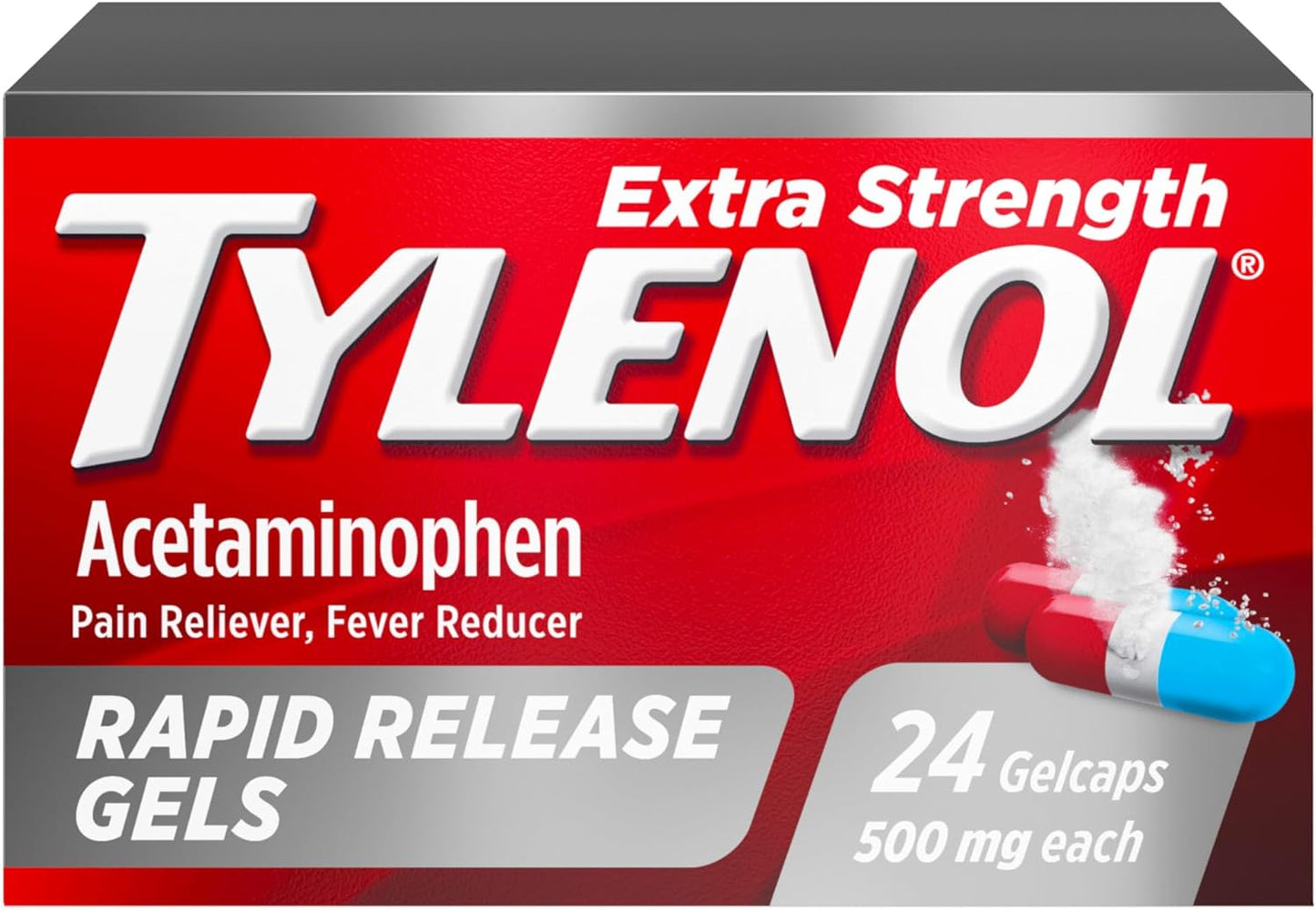 TylenolFormula de liberación rápida de acetaminofeno extra fuertes , 24 Capsulas de Gel