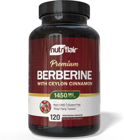 Nutriflair Premium - Berberine con Cylon Cinnamon 1450mg, 120 Capsulas
