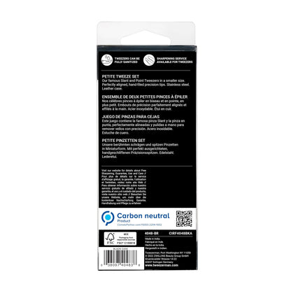 Tweezerman Juego de pinzas pequeñas con estuche de viaje, pinzas de punta e inclinación, (caja negra)