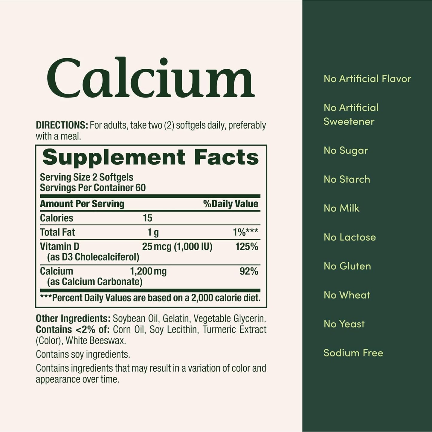 Natures Bounty - Calcium 1200mg plus 25mcg(1000IU), vitamina D3 - 220cápsulas blandas de liberación rápida