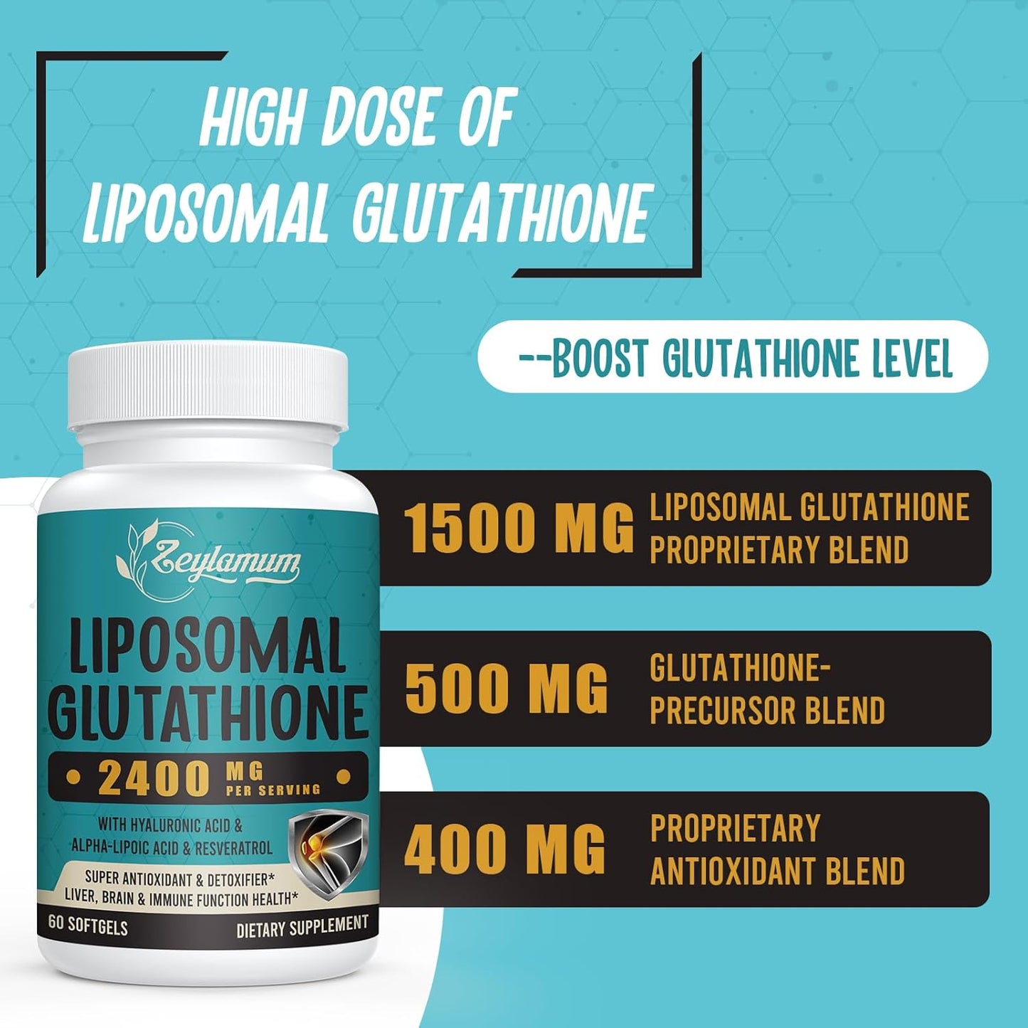 Zeylamum Liposomal Gluthatione 2400 mg 60 Softgels