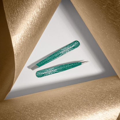 Tweezerman Emerald Shimmer Micro Mini Slant & Point Tweezer Set