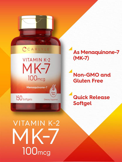 Carlyle Vitamina K2 MK7 100 mcg | 150 cápsulas blandas